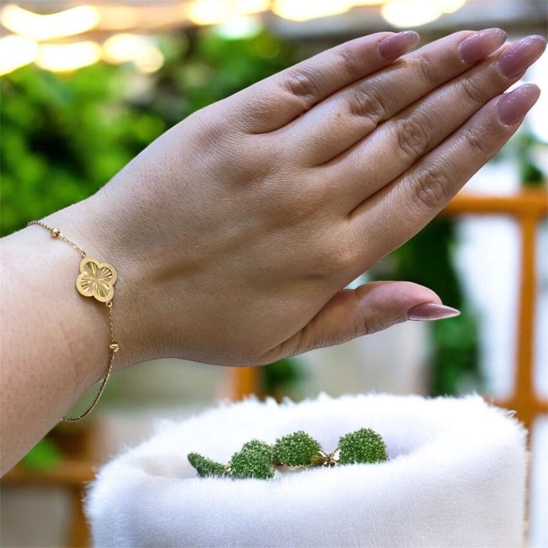 دستبند طلا ونکلیف تراش دار - Image 2