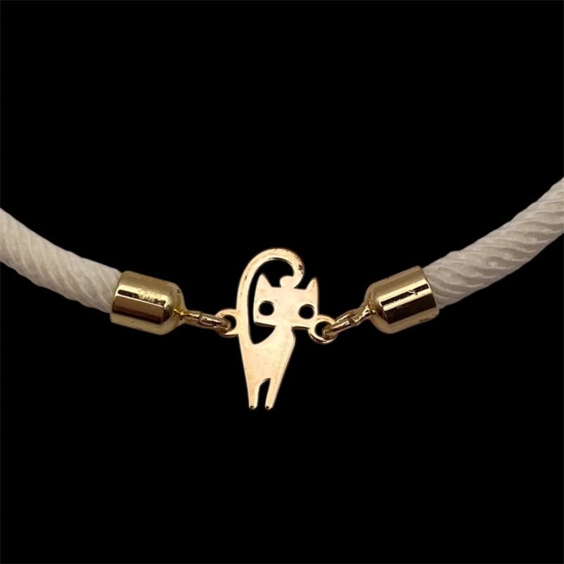 دستبند طلا زنانه طرح گربه - Image 3
