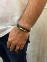 دستبند چرم  و طلا مردانه پلاک خدا - Image 2