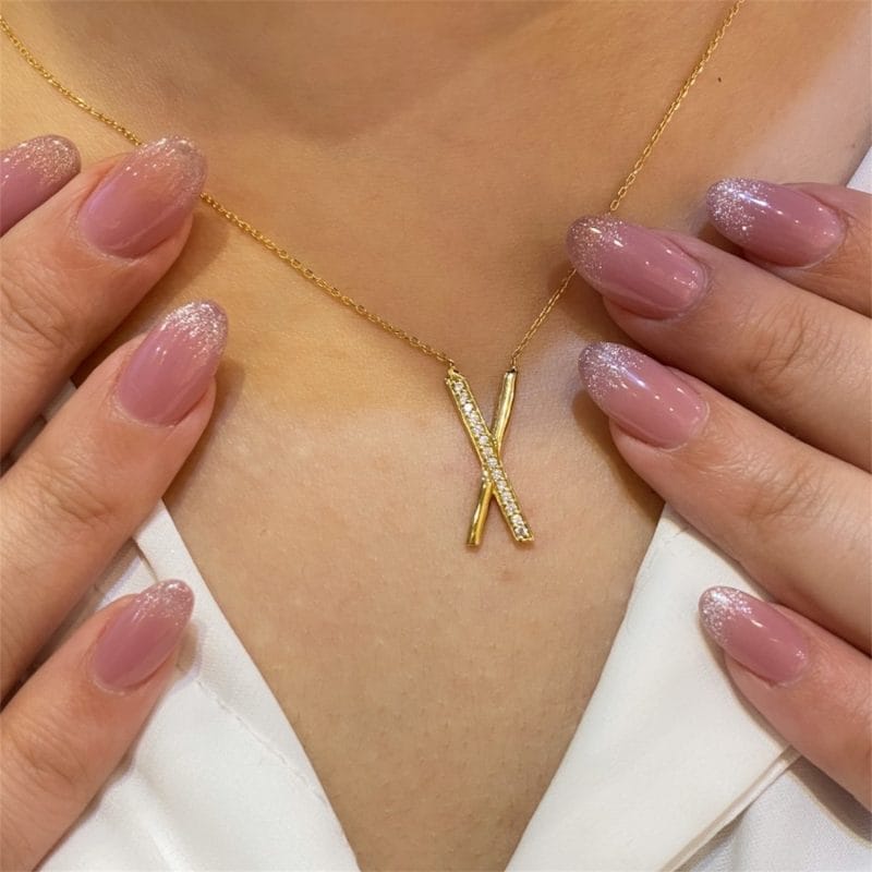 گردنبند طلا زنانه طرح ایکس - Image 2