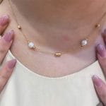 گردنبند طلا ترکیب مروارید و گوی البرنادو - Image 2