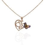 آویز طلا طرح مامان با پروانه هفت رنگ